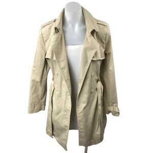 Tommy Hilfiger Women's Khaki Double Breasted Tie Waist Trench Coat Jacket Size M